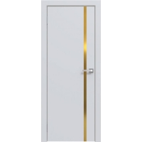 Дверь межкомнатная Эмаль Line-2 (Грей/ Золотой молдинг)